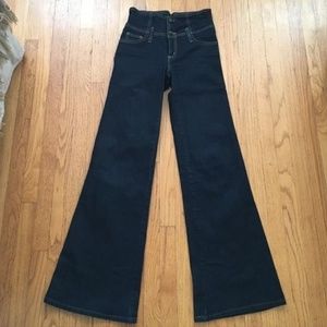 Blue Dark High Waisted By Trouser/Wide Leg Jeans